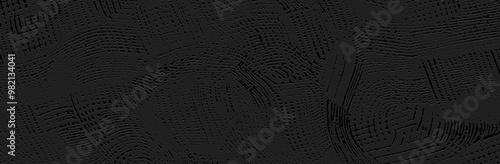 Black texture background, banner, cover design. Marble texture. Abstract 3D pattern with spots, cracks, scratches, abrasions. Grunge overlay layer, embossing.