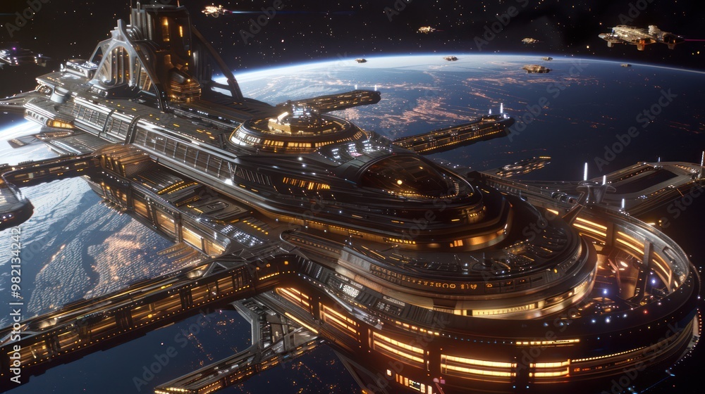 Space Station Orbiting Earth Space Station Orbiting Earth