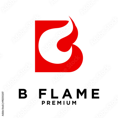 B letter 6 flame logo icon design illustration