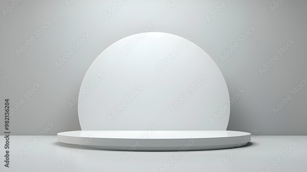 White Circular Platform with Abstract Background, Modern Minimalist 3D Render of Product Display, Simple Empty Stage for Presentation, Clean and Stylish Mockup for Product Showcase White Circular Platform with Abstract Background, Modern Minimalist 3D Render of Product Display, Simple Empty Stage for Presentation, Clean and Stylish Mockup for Product Showcase