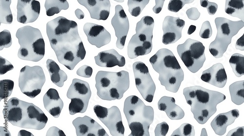 Seamless leopard texture featuring abstract jaguar fur in gray watercolor style Textile design with giraffe spots and white graphic panther fur in a repeating leopard pattern