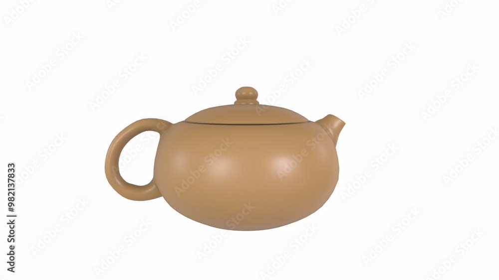 3D rendering of a traditional clay teapot in natural lighting 3D rendering of a traditional clay teapot in natural lighting
