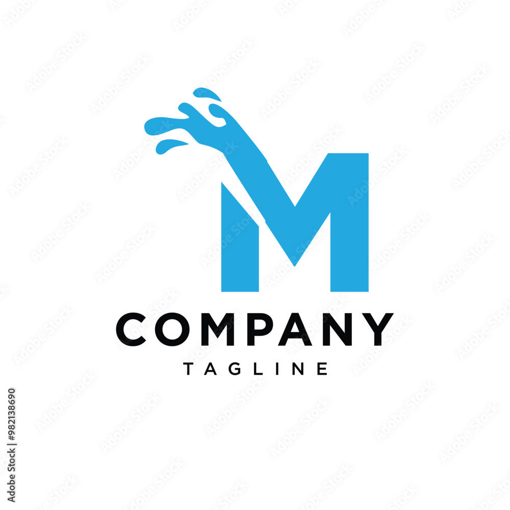 Letter M Water Wave logo icon vector