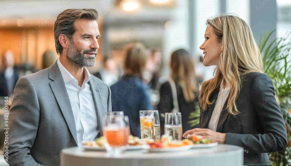 Business people having informal conversation during office party Business people having informal conversation during office party