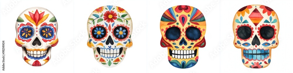a sugar skull adorned with vibrant geometric patterns a sugar skull adorned with vibrant geometric patterns