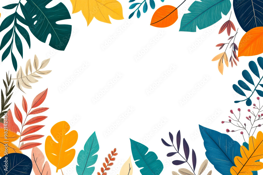 Fototapeta premium Colorful autumn leaves create a vibrant frame, perfect for backgrounds or seasonal designs.