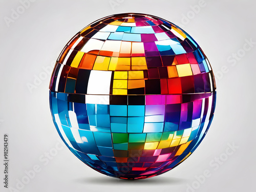 disco ball isolated on white,Ai generated 