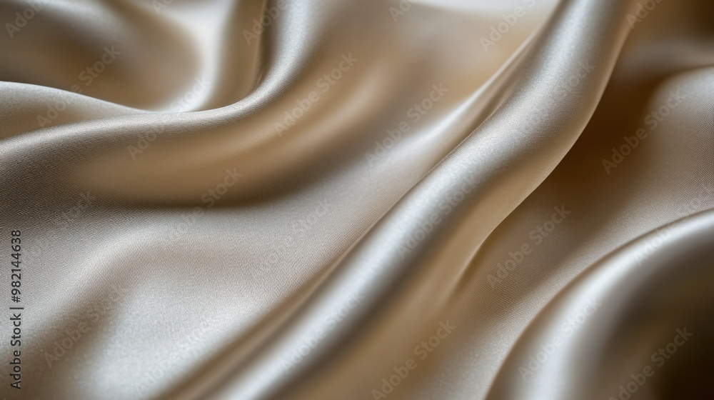 Fototapeta premium Soft satin fabric display with warm shades of brown draped elegantly on a surface in a decorative arrangement