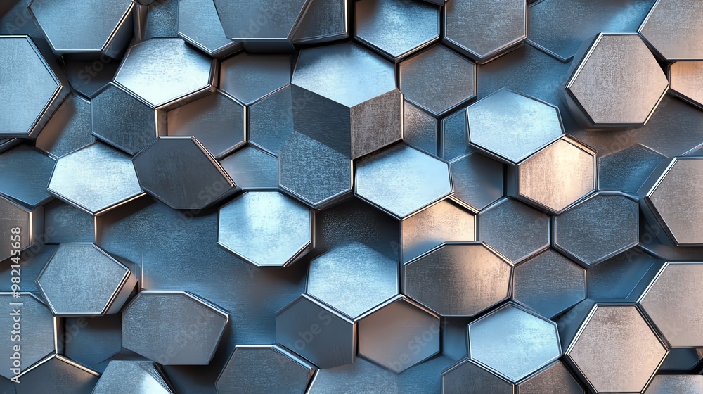 Abstract background of metallic hexagon shapes. Abstract background of metallic hexagon shapes.
