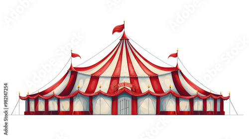  Vintage circus tent illustration isolated on white background