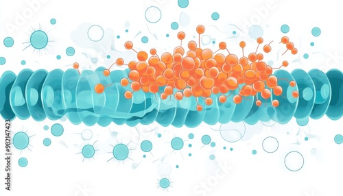 Simplified schematic representation of a phospholipid depicting the polar head group and non polar tail in a scientific 2D cartoon style photo