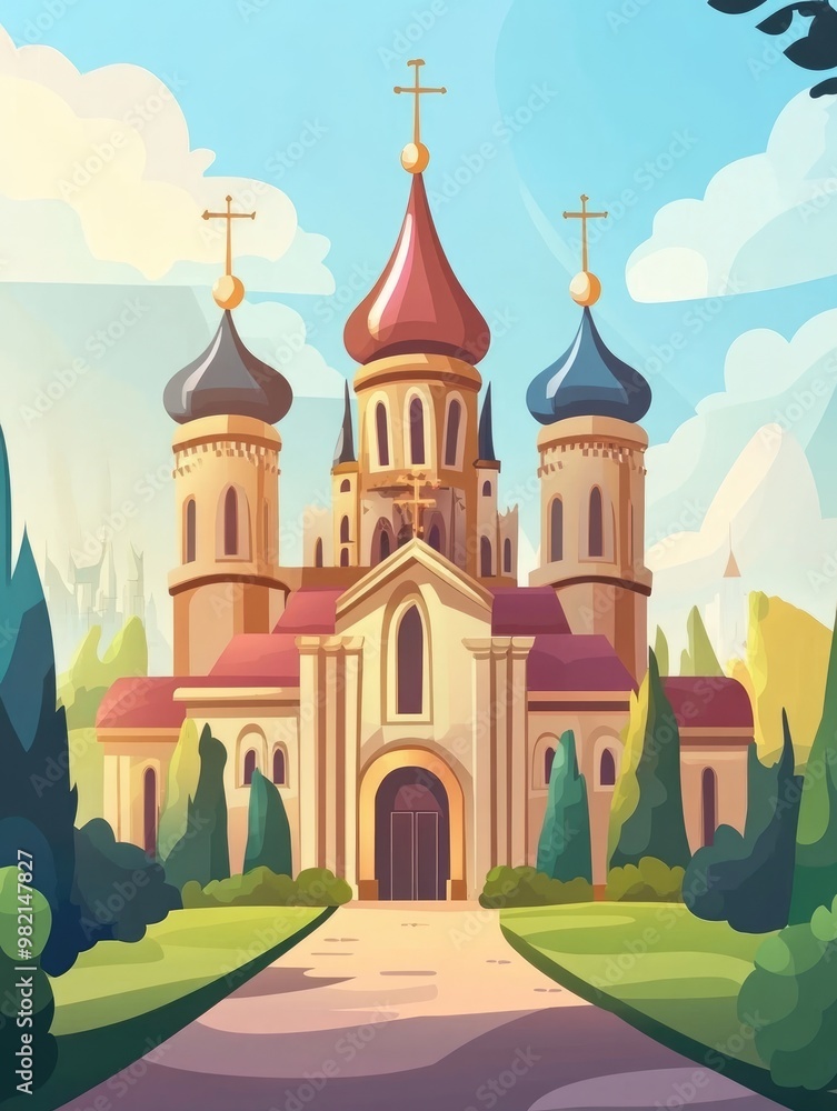 Famous Buildings Cartoon Illustration in Editable 2D Style Famous Buildings Cartoon Illustration in Editable 2D Style