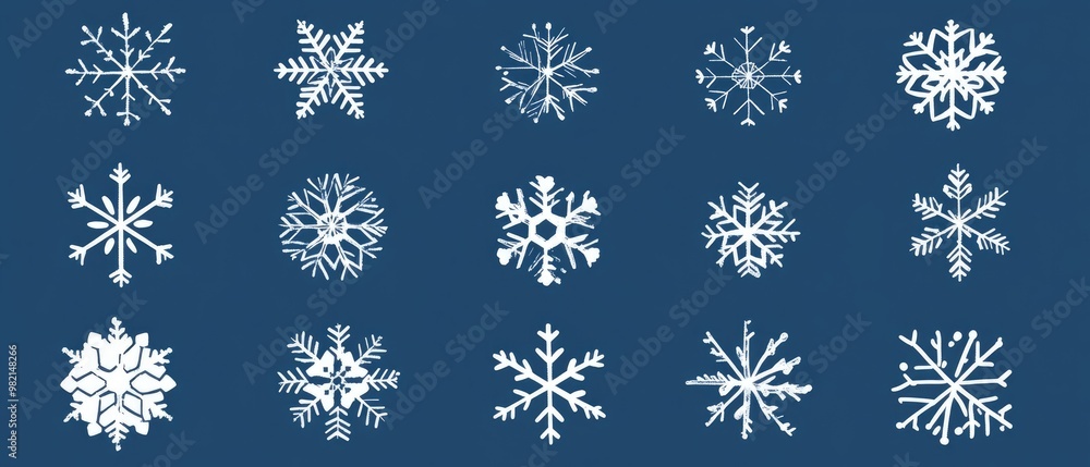 Simple Moder Snowflake Simple design of snowflakes featuring grouped flakes that are easy to ...
