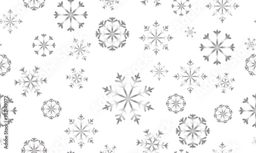 Silver snowflake seamless pattern, winter background, Christmas backdrop