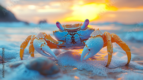 Colorful cute baby crabs photo