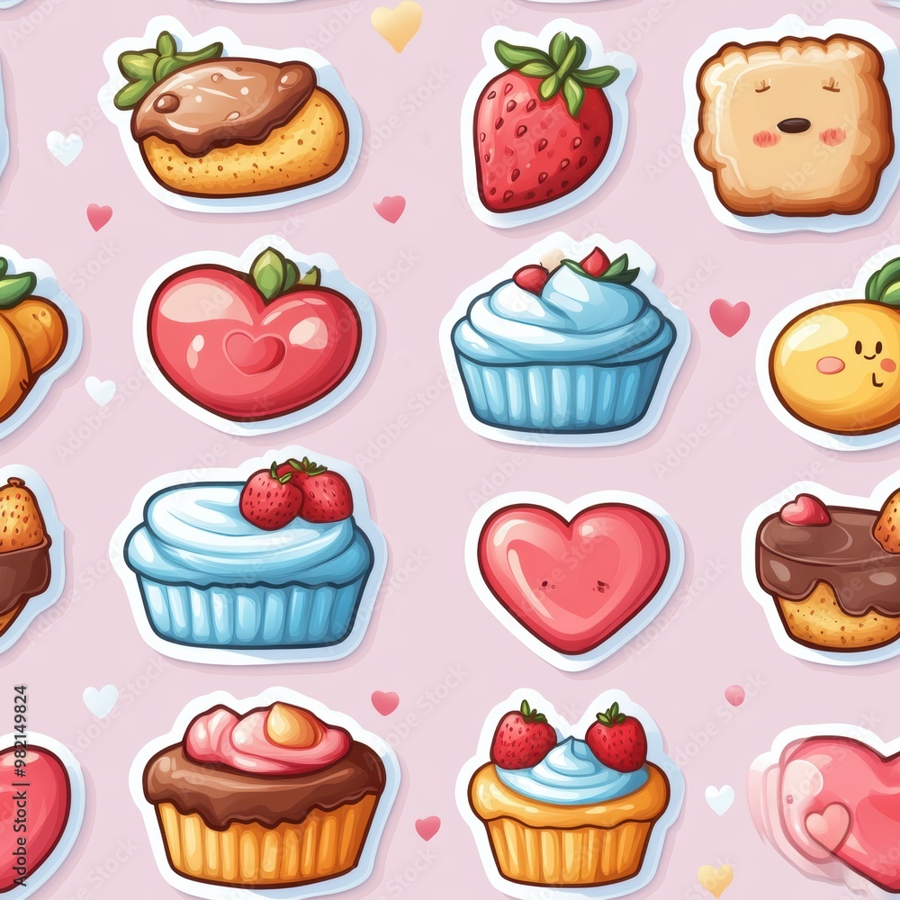 Cute Sweets Seamless Pattern. Cute Sweets Seamless Pattern.