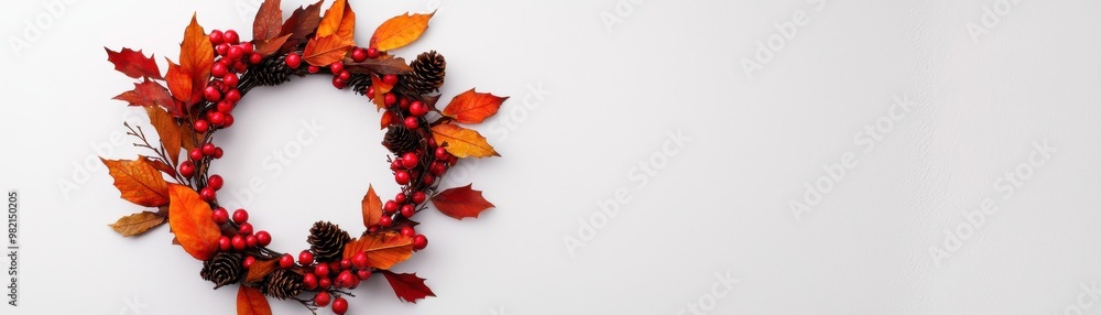 A beautiful autumn wreath adorned with vibrant leaves and berries, perfect for seasonal decor and celebrations. A beautiful autumn wreath adorned with vibrant leaves and berries, perfect for seasonal decor and celebrations.