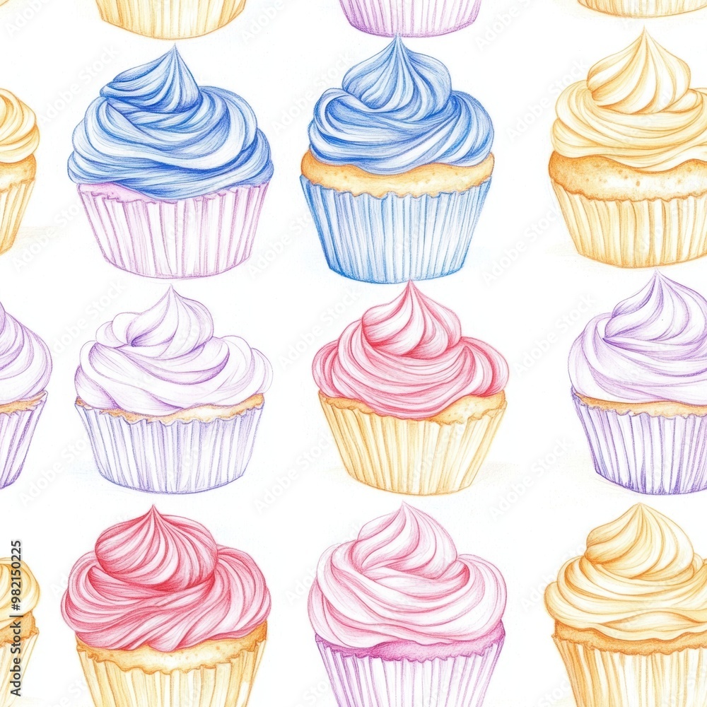 Colorful Cupcakes Pattern. Colorful Cupcakes Pattern.