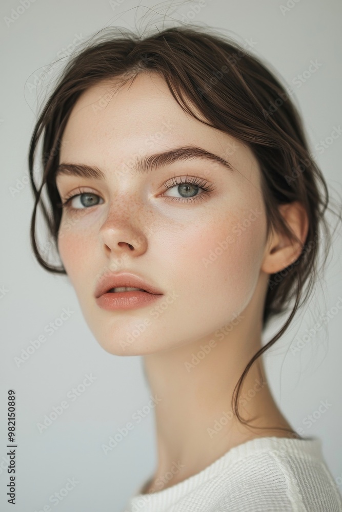 Elegant and Introspective Portrait of a Captivating Young Woman Elegant and Introspective Portrait of a Captivating Young Woman