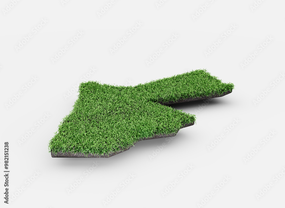 Fototapeta premium Jordan Map Soil Land Geology Cross Section Green Grass And Rock Ground Texture 3d Illustration