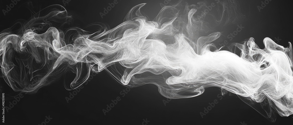 Line art illustration depicting smoke against a dark backdrop Line art illustration depicting smoke against a dark backdrop