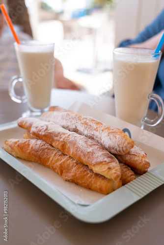 Horchata and typical fartons from Valencia, Spain photo