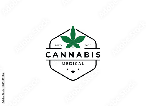 Medical marijuana or cannabis logo vector illustration