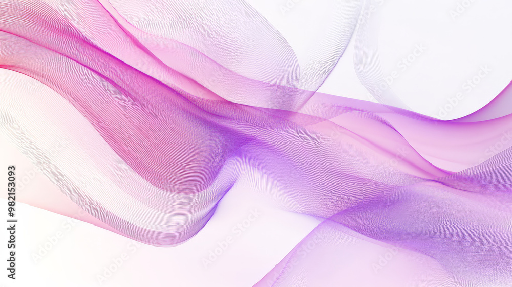 Fototapeta premium A smooth gradient of lines in pastel pink and lavender, softly flowing across a white background for a calm and modern abstract look.