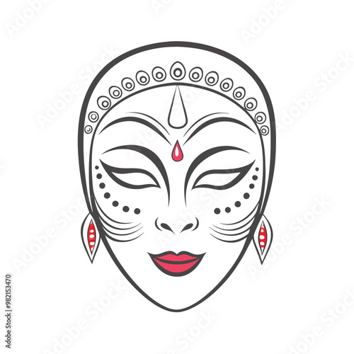 Stylized black and white mask with ornate details