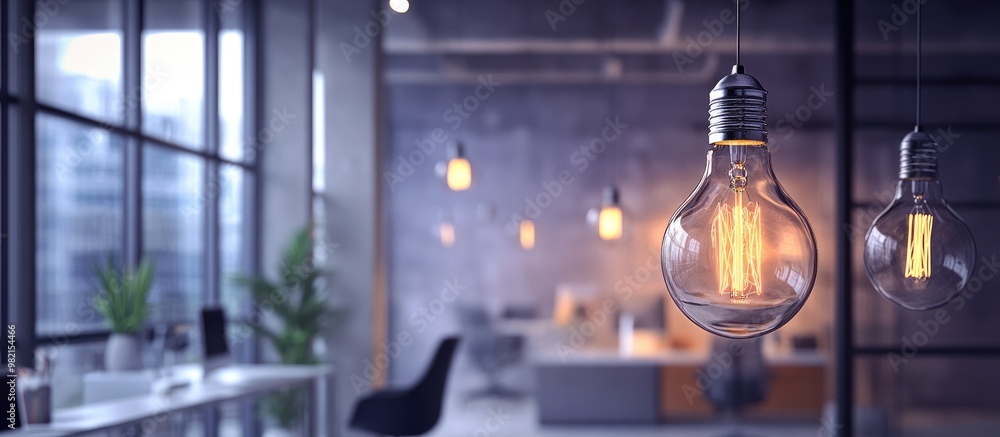 Modern office with light bulb design Mixed media composition Modern office with light bulb design Mixed media composition