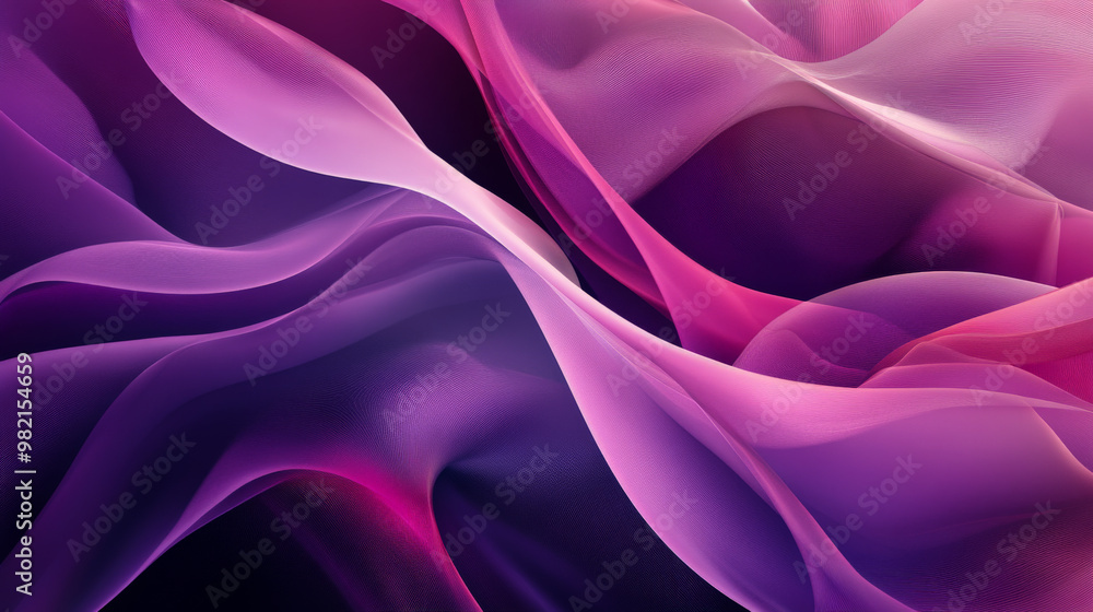 Obraz premium Smooth liquid gradient waves in purple and pink, moving fluidly across angular geometric forms for a balanced yet dynamic composition.