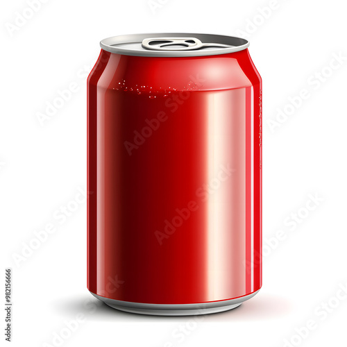 Red soda can realistic mock up isolated on white background