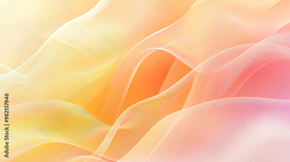 Soft gradient from peach to pastel yellow, with smooth, flowing wavy lines adding a sense of harmony and balance to the abstract design. Soft gradient from peach to pastel yellow, with smooth, flowing wavy lines adding a sense of harmony and balance to the abstract design.