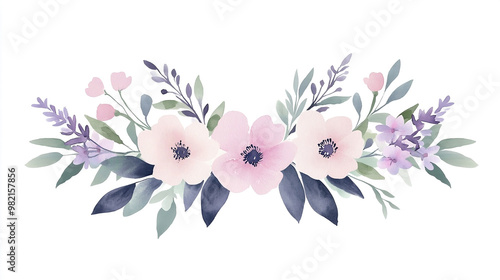 Delicate pastel floral frame with soft watercolor blending