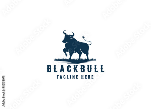 Blackbull animal logo design. Blackbull farm logo design