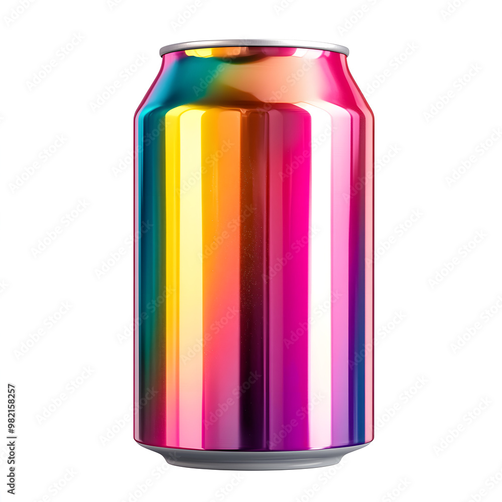 Fototapeta premium A colorful soda can with dynamic patterns,, isolated on a crisp white background