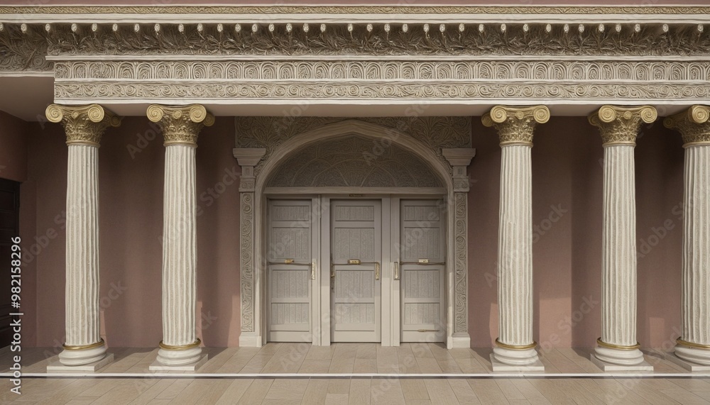 Obraz premium Illustration of a facade of a worship temple in the time of Jesus in the time of the Roman Empire 