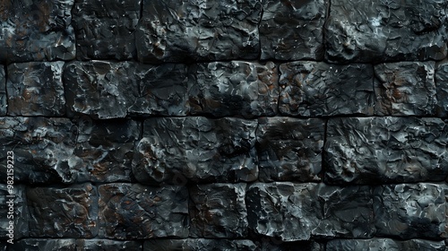 Dark Textured Stone Wall with Rough Surface Background for Architectural Design