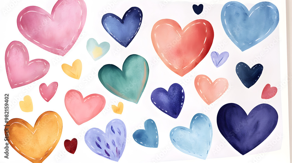Fototapeta premium Hand painted heart cute watercolor background