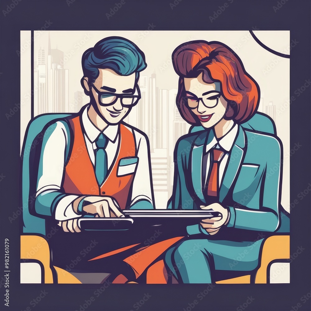 Business colleagues reviewing a tablet in office setting