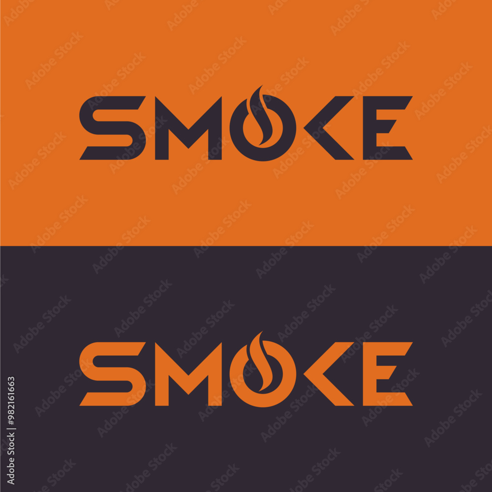 Naklejka premium Smoke Type with Flame Fire Symbol Icon Logo Template