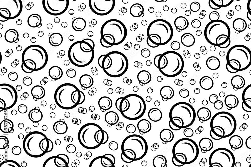 Soap bubbles pattern seamless in linear style. Background with fizzy balls for shampoo and toiletries design Soap bubbles pattern seamless in linear style. Background with fizzy balls for shampoo and toiletries design