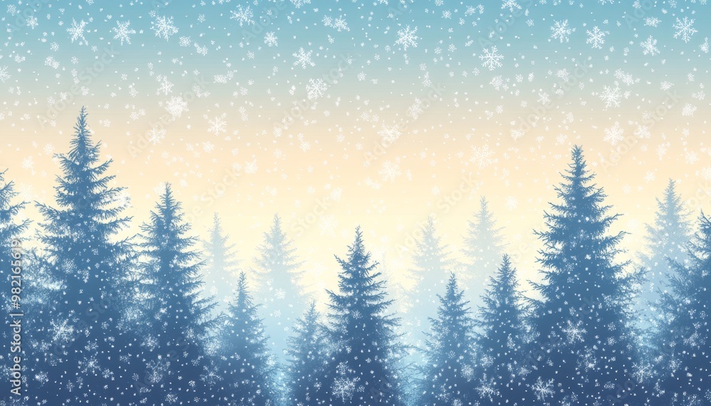 Serene Winter Forest: Anime-Style Illustration of Snow-Covered Pine Trees and Dancing Snowflakes. Vibrant Decorative Art for Travel Marketing, Cultural Promotions, and 4K Seasonal Wallpapers. Tranquil Serene Winter Forest: Anime-Style Illustration of Snow-Covered Pine Trees and Dancing Snowflakes. Vibrant Decorative Art for Travel Marketing, Cultural Promotions, and 4K Seasonal Wallpapers. Tranquil