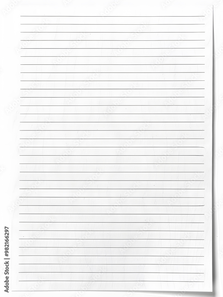 Notebook Lined Paper Background with horizontal lines neatly spaced across a clean white sheet Notebook Lined Paper Background with horizontal lines neatly spaced across a clean white sheet