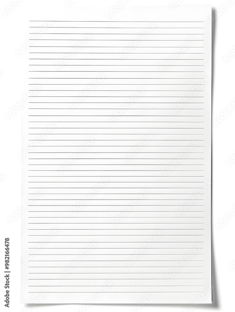 Notebook Lined Paper Background with horizontal lines neatly spaced across a clean white sheet Notebook Lined Paper Background with horizontal lines neatly spaced across a clean white sheet
