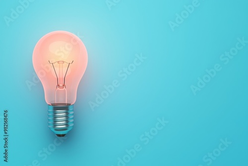 A glowing light bulb against a soothing blue background, symbolizing creativity and innovative ideas.