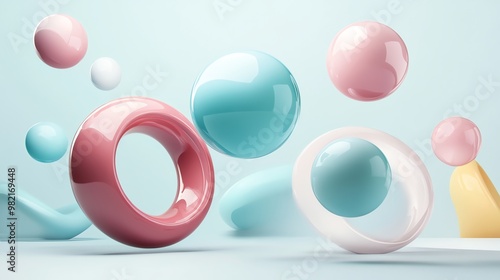 Abstract geometric shapes with pastel colors.