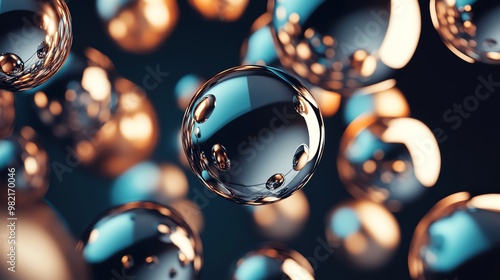 Abstract spheres of different colors and sizes floating against a dark background.