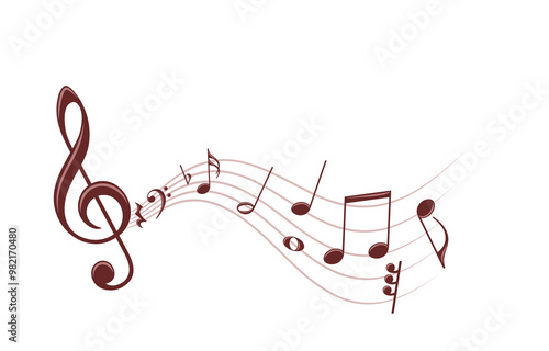 The stylized symbol with music notes.