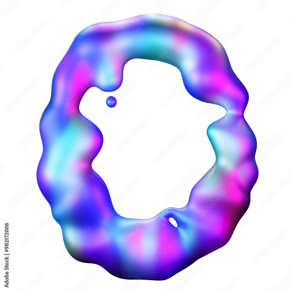 Holographic liquid number 0 on transparent background. Dynamic fluid ...